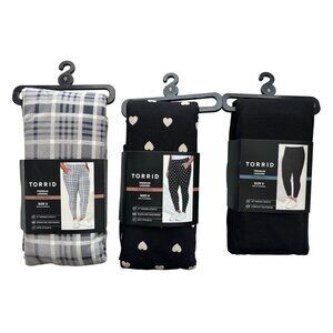 NWT Torrid Premium Leggings Gray Plaid Heart Print & Black Solid Black Size 0X